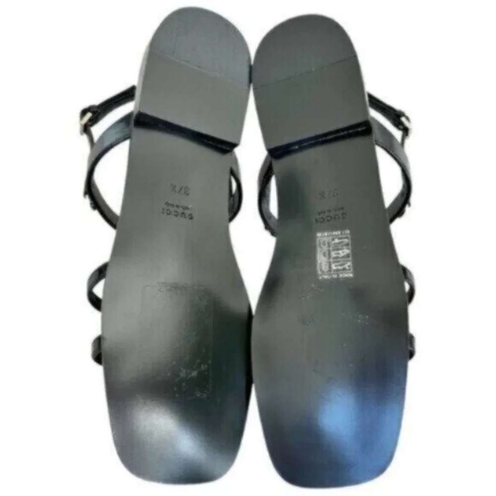 NIB Gucci Divine Horsebit Nero Black Caged Leather Slingback Sandals Size 7.5 - Picture 11 of 16